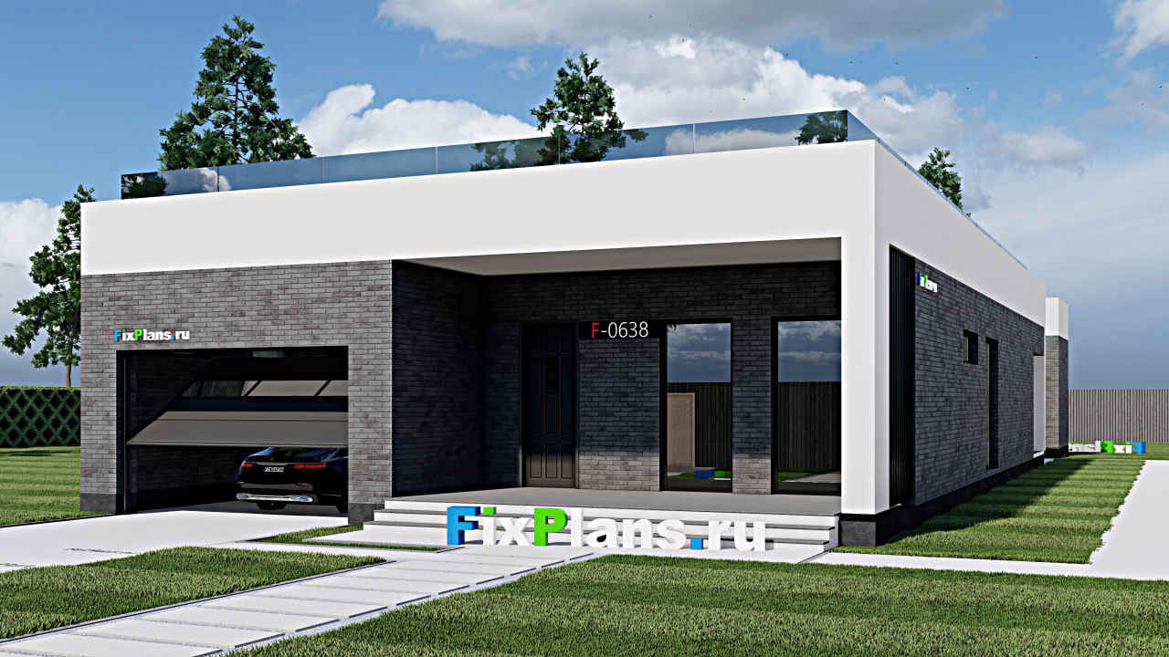 Одноэтажный дом F - 0638 — фасад